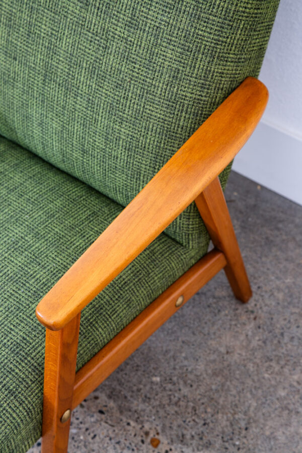 Mid Century Danish Modern Lounge Chair Armchair Green Arms Mcm Denmark Highback - Image 6