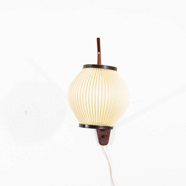 Mid Century Modern Danish Hanging Lamp Wall Sconce Solid Teak Wood Functional VG - Image 3