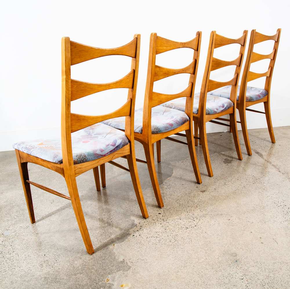 Mid Century Modern Dining Chairs Set 6 Lane Rhythm Ladder Back Bowtie Vintage NM - Image 4