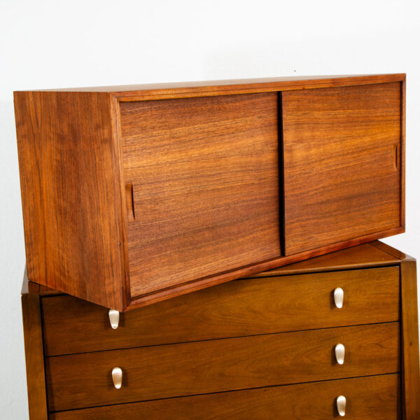 Mid Century Modern Wall Unit Cabinet Walnut Mobler Sliding Doors Mcm Germany