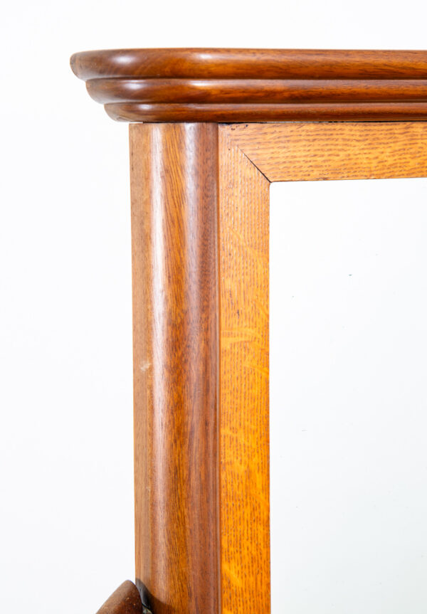 Mid Century Danish Modern Vanity Table Desk Oak Mirror Locking Drawers Vintage - Image 10