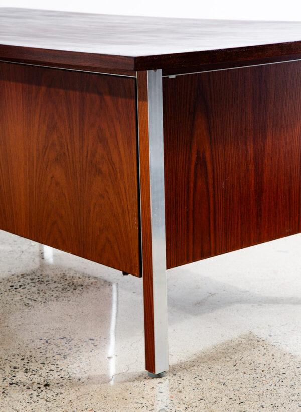 Mid Century Danish Modern Desk Executive Nipu Rosewood Metal 4 Drawer File Mcm - Image 9