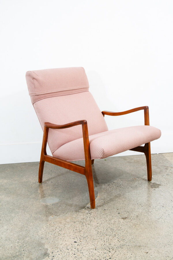 Mid Century Danish Modern Lounge Chairs Set 2 Salmon Pink Peach Armchairs Mcm - Image 5