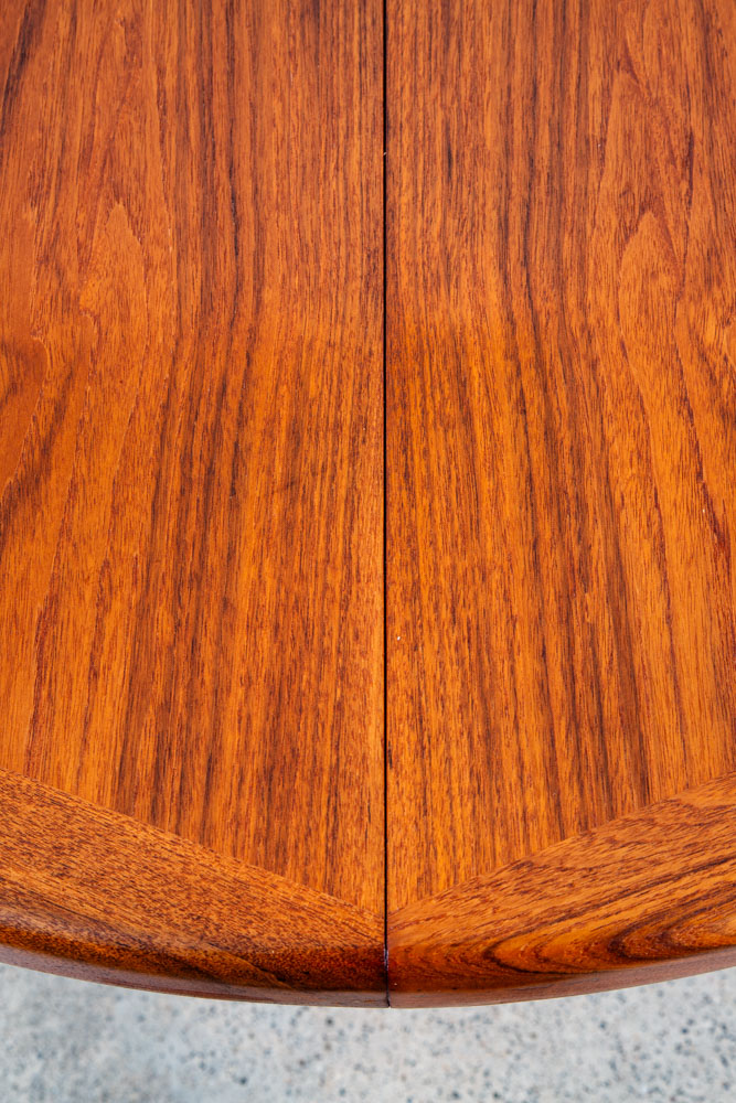 Mid Century Danish Modern Dining Table Round Teak Vejle Stole Circular Restored - Image 11