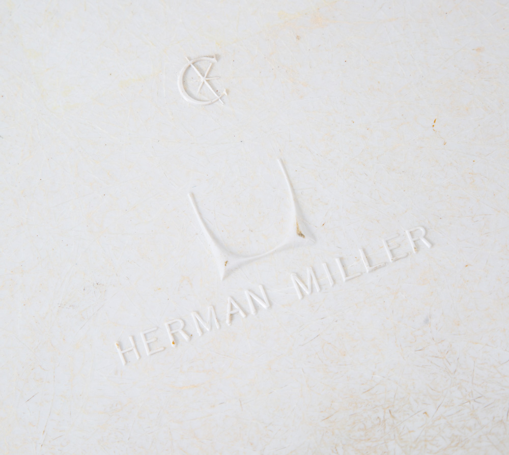 Mid Century Modern Side Chair Fiberglass Shell Orange Herman Miller Girard Tweed - Image 6