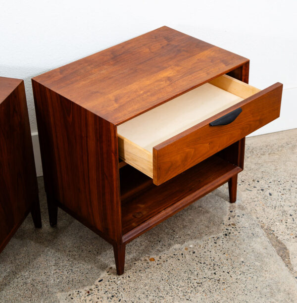 Mid Century Modern Nightstands End Side Tables Dillingham Esprit Walnut Drawer - Image 12