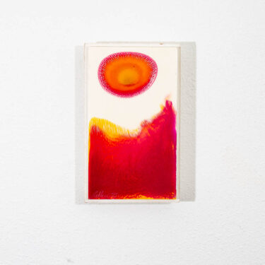 Mid Century Modern Abstract Painting Epoxy Original Art Signed Orange Yellow 70s