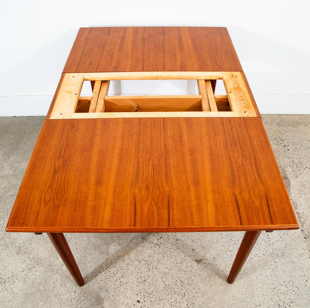 Mid Century Denmark Modern Dining Table Rectangle Teak Draw Leaf Extension x2 - Image 6