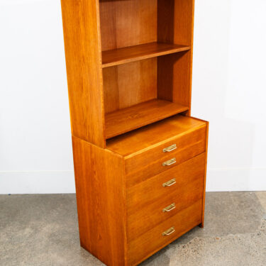 Mid Century Danish Modern Bookshelf Cabinet 5 Drawers Modular Blonde Oak Chest