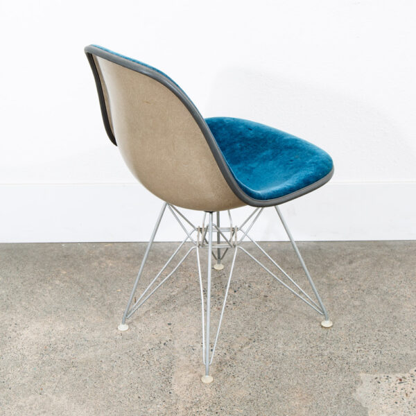 Mid Century Modern Side Shell Chair Herman Miller Eames Eiffel Base Blue Mohair - Image 11