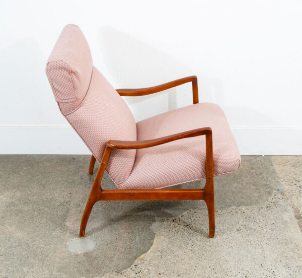 Mid Century Danish Modern Lounge Chairs Set 2 Salmon Pink Peach Armchairs Mcm - Image 6