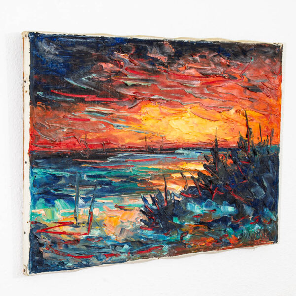 Mid Century Modern Painting Dutch Original Sea Side Oil Expressionist Texture - Image 9