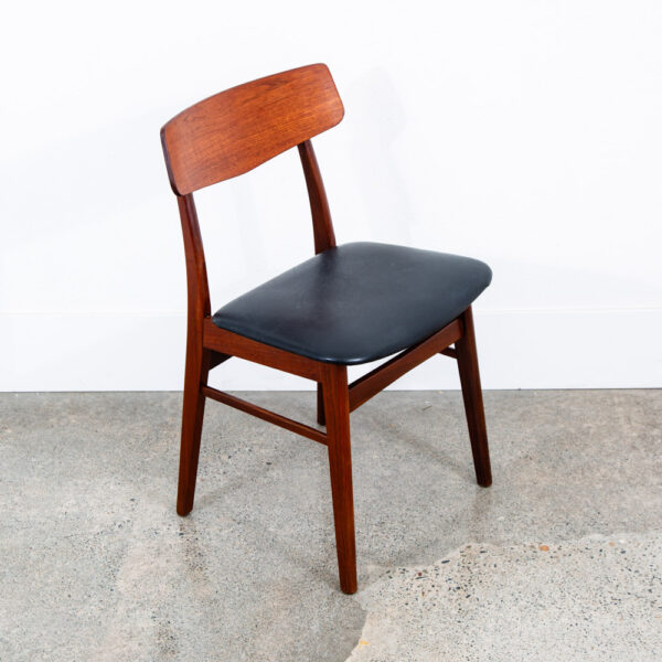 Mid Century Danish Modern Dining Chairs Black Leather Set 2 Pair Teak Elgaard NM - Image 5