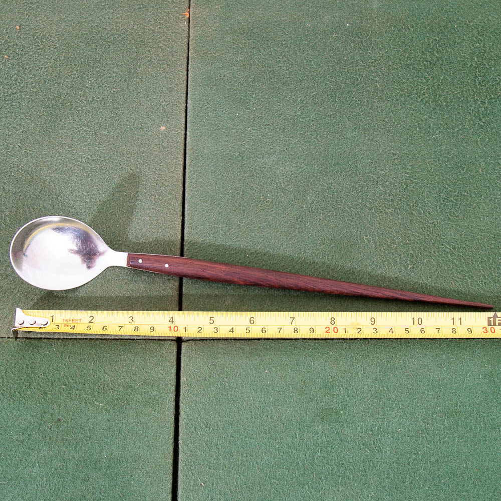 Mid Century Danish Modern Serving Utensils Pair Rosewood Steel Spoon Fork Two NM - Image 10