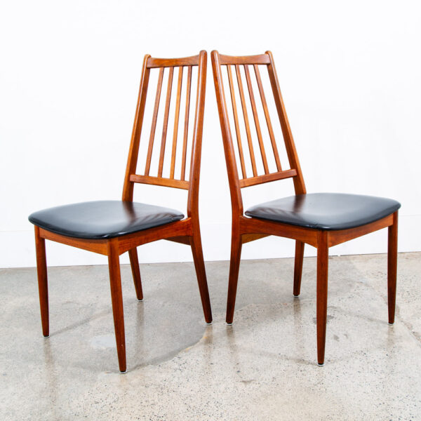Mid Century Danish Modern Dining Chairs Set 4 Solid Teak Black High Back Denmark - Image 3