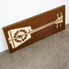 Mid Century Modern Clock Walnut Wall Wood White Guitar Music Key Mcm Rectangular - Image 2