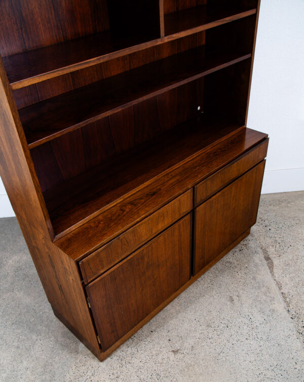 Mid Century Danish Modern Bookshelf Cabinet Rosewood Drawers Doors Omann Jun 1 - Image 10
