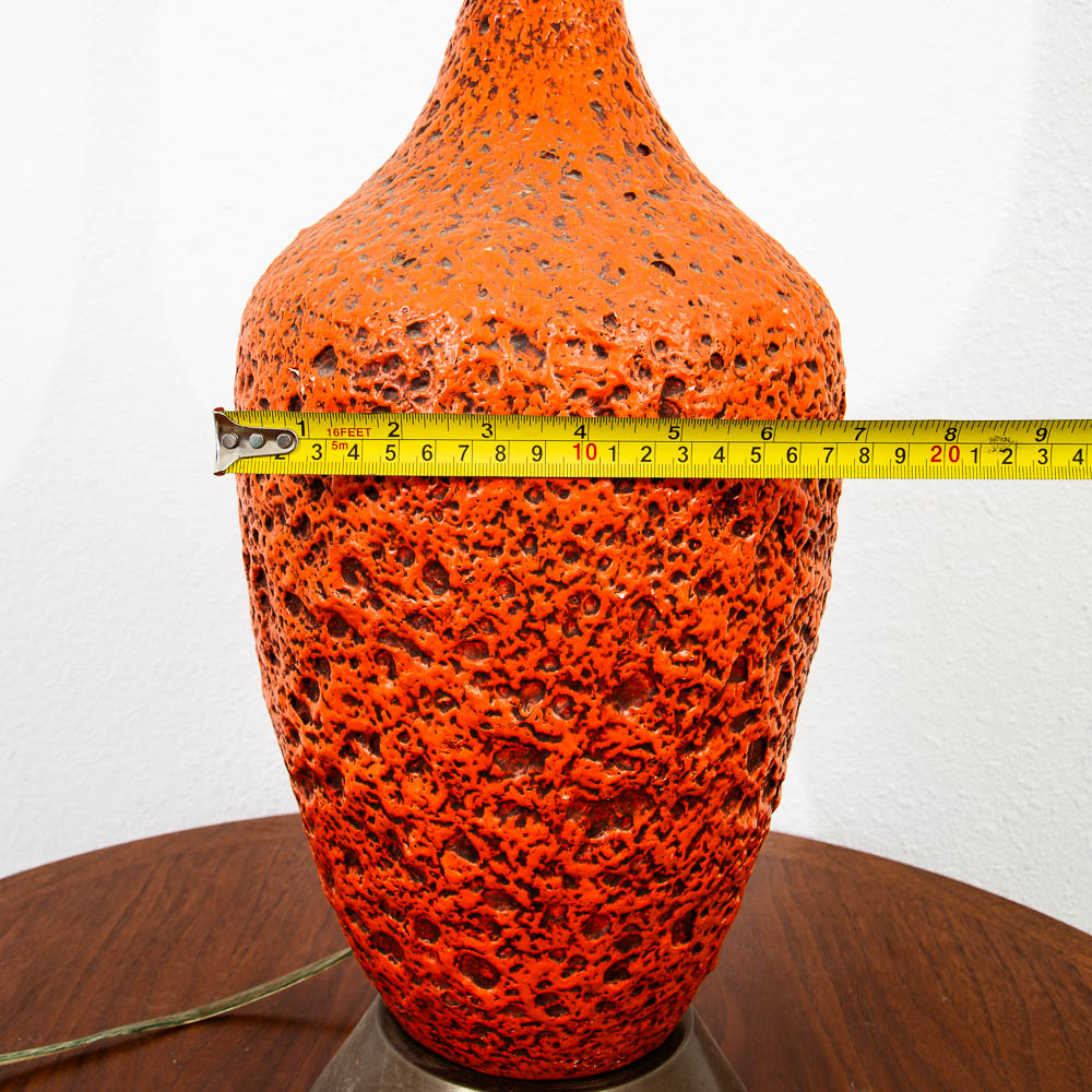 Mid Century Modern Table Lamp Ceramic Red Lava Glaze Studio Design Vintage Mcm - Image 10