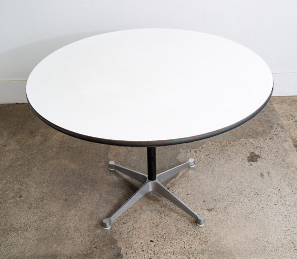 Mid Century Modern Dining Table 42" White Eames Herman Miller Aluminum Group Mcm