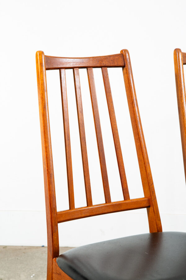Mid Century Danish Modern Dining Chairs Set 4 Solid Teak Black High Back Denmark - Image 8