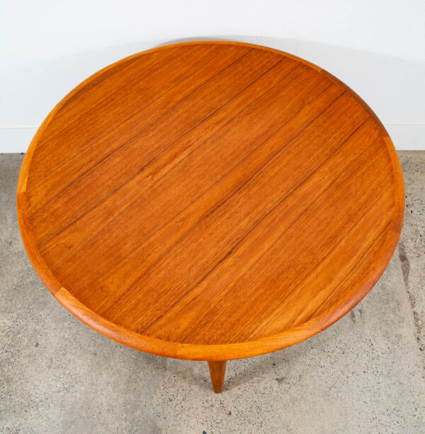 Mid Century Danish Modern Dining Table Round Teak Circular Restored Vintage Mcm - Image 3