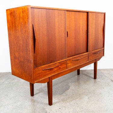 Mid Century Danish Modern Credenza Highboard Bar Sideboard Denmark Teak Drawers