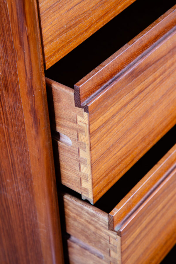 Mid Century Danish Modern Gentlemans Chest Dresser Art Furn 13 Drawer Teak Shelf - Image 12