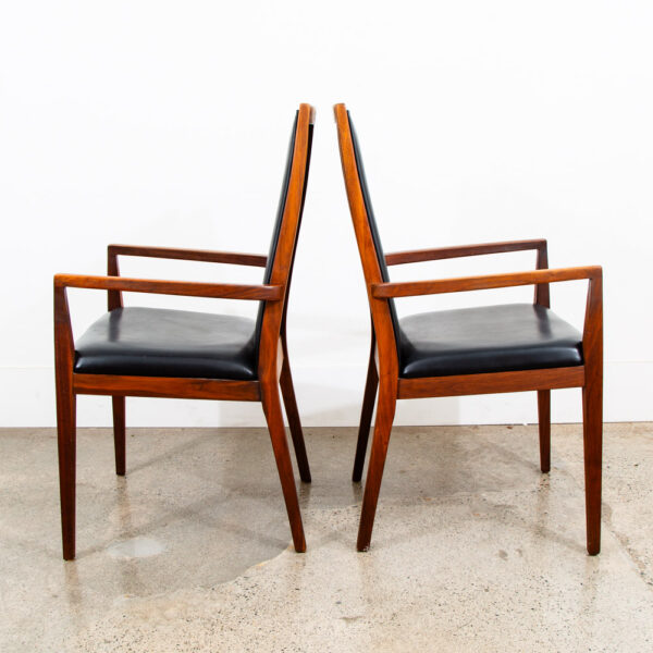 Mid Century Modern Dining Chairs Set 6 Dillingham Solid Walnut High Back Black - Image 9