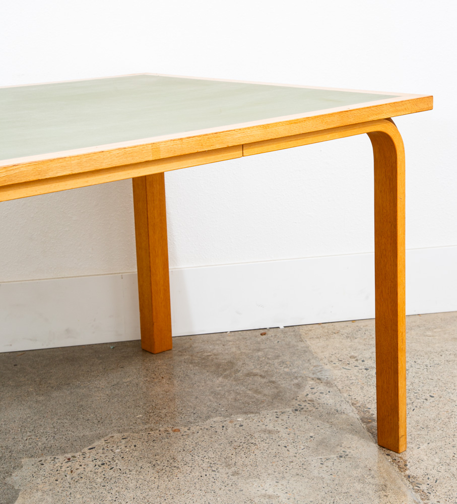 Mid Century Danish Modern Dining Table Oak Bentwood Formica Rectangular Green VG - Image 9