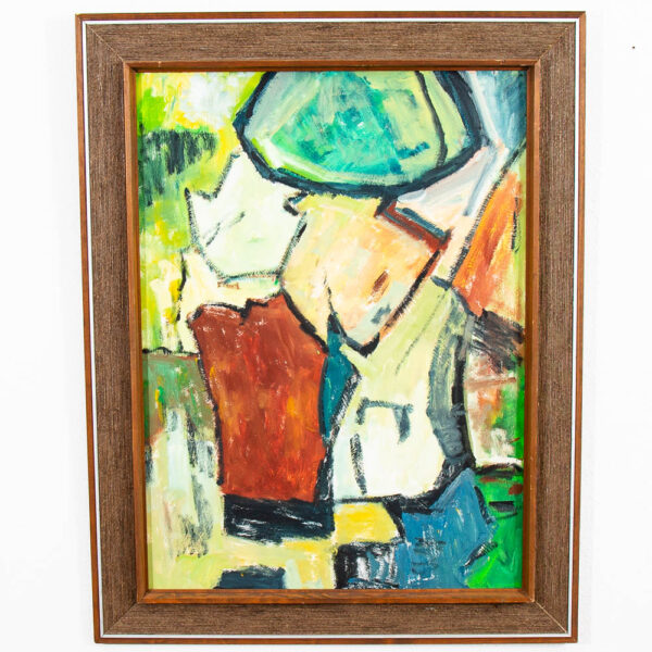 Mid Century Modern Acrylic Painting on Canvas Original Art Abstracted Piece Framed - Image 2
