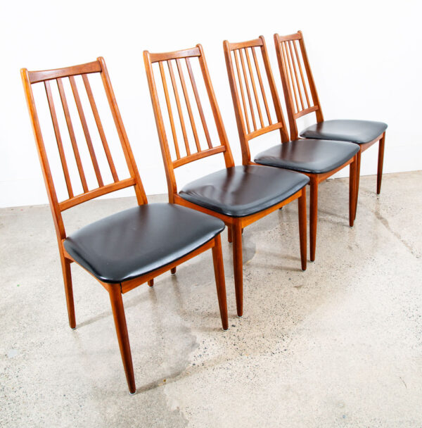 Mid Century Danish Modern Dining Chairs Set 4 Solid Teak Black High Back Denmark - Image 10