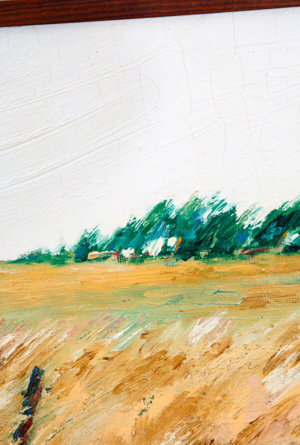 Mid Century Modern Oil Painting Original Art Abstract Landscape Signed Tan Field - Image 12