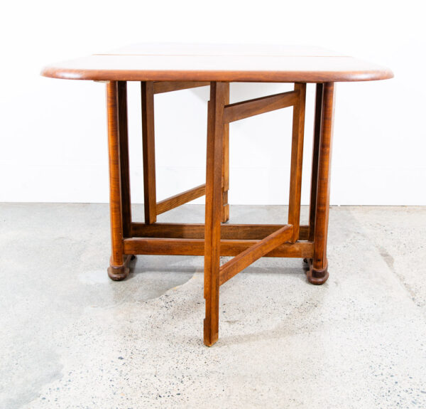 Mid Century Modern Dining Table Drop Leaf Walnut Compact - Image 7