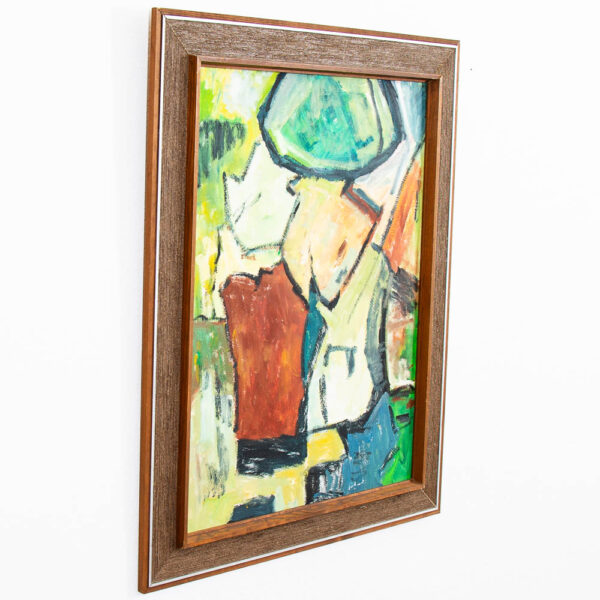Mid Century Modern Acrylic Painting on Canvas Original Art Abstracted Piece Framed - Image 3