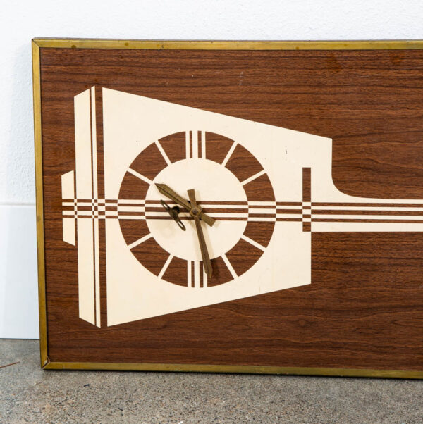 Mid Century Modern Clock Walnut Wall Wood White Guitar Music Key Mcm Rectangular - Image 10