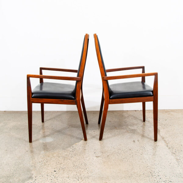 Mid Century Modern Dining Chairs Set 6 Dillingham Solid Walnut High Back Black - Image 6