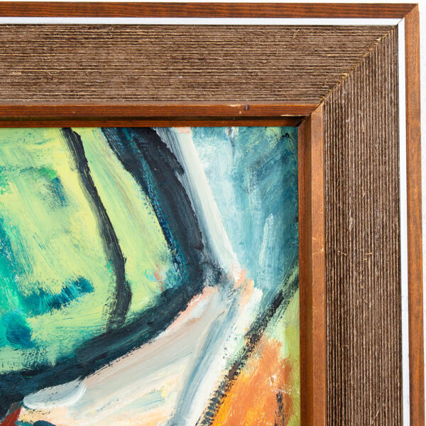 Mid Century Modern Acrylic Painting on Canvas Original Art Abstracted Piece Framed - Image 10