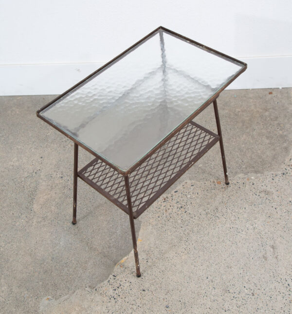 Mid Century Modern Side Tables Rectangular Wrought Iron Glass Black End Two Mcm - Image 10