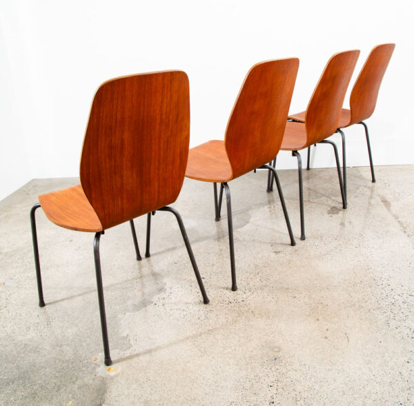 Mid Century Danish Modern Dining Chairs Set 4 Jofa Herbert Hirche Teak Metal Mcm - Image 2