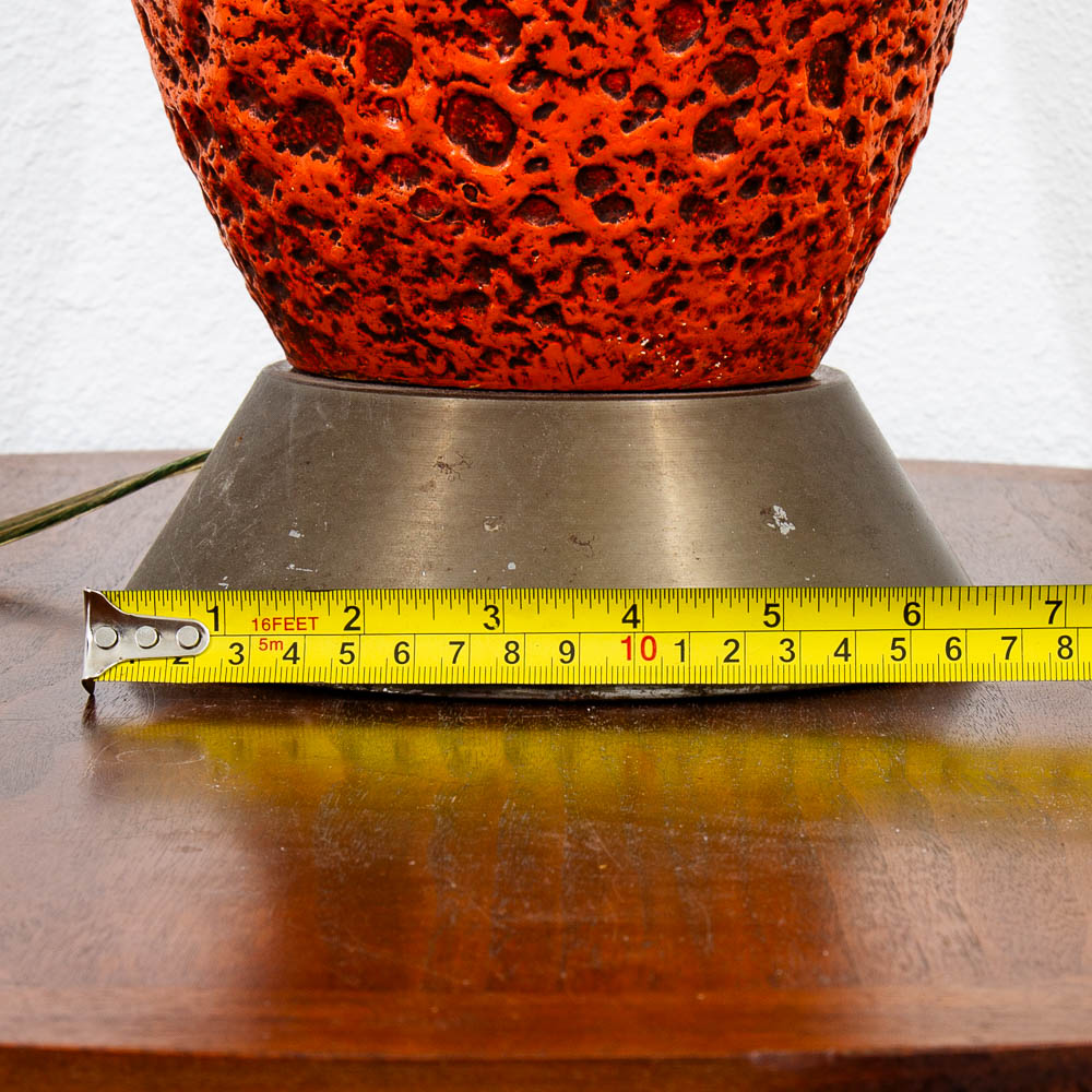 Mid Century Modern Table Lamp Ceramic Red Lava Glaze Studio Design Vintage Mcm - Image 12