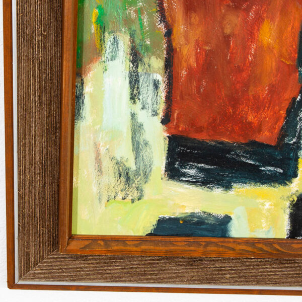 Mid Century Modern Acrylic Painting on Canvas Original Art Abstracted Piece Framed - Image 8