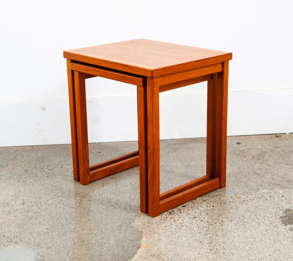 Mid Century Danish Modern Nesting Tables Teak Set of 2 Denmark Side End Table VG - Image 10