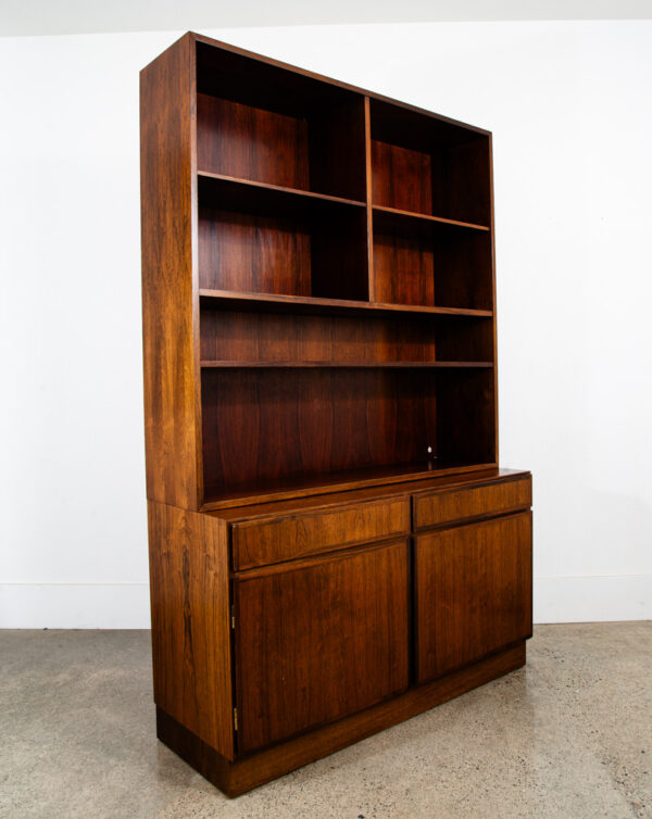 Mid Century Danish Modern Bookshelf Cabinet Rosewood Drawers Doors Omann Jun 1
