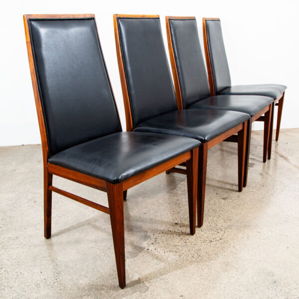Mid Century Modern Dining Chairs Set 6 Dillingham Solid Walnut High Back Black - Image 7
