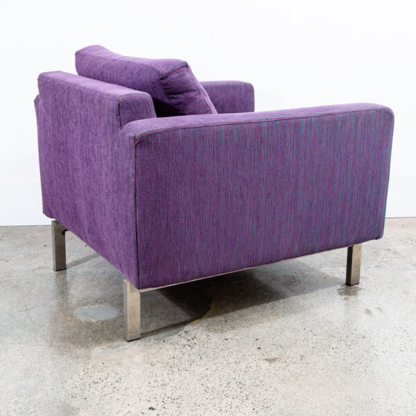 Mid Century Modern Lounge Chair Purple Chrome Club Square American Cube Mcm - Image 2