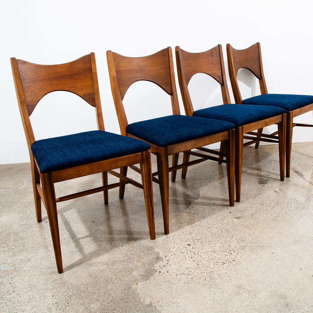 Mid Century Modern Dining Chairs Set 6 Broyhill Back Blue Lenoir Chair Brasilia - Image 3