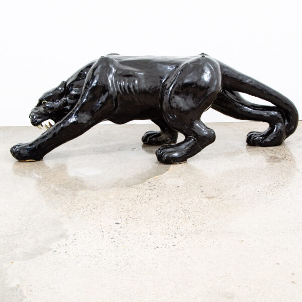 Mid Century Modern Coffee Table Black Panther Glass Vintage Ceramic 54x30 Mcm - Image 5