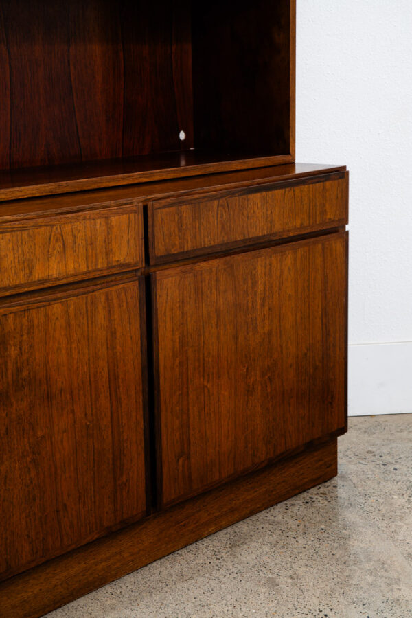 Mid Century Danish Modern Bookshelf Cabinet Rosewood Drawers Doors Omann Jun 1 - Image 11