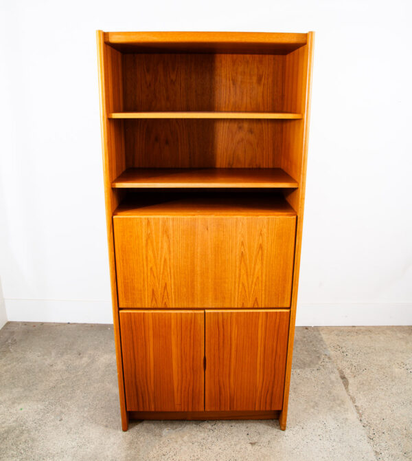 Mid Century Danish Modern Cabinet Teak Drop Leaf Desk Shelf Vintage Mcm Storage - Image 2