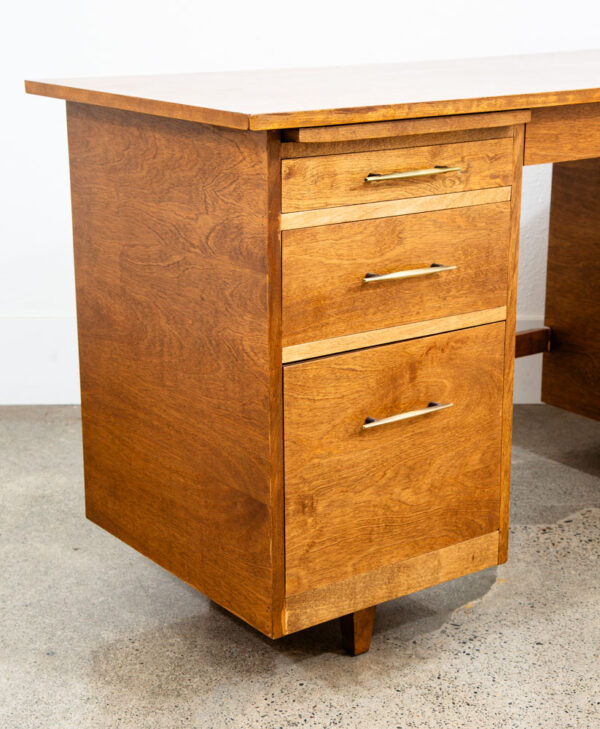 Mid Century Modern Desk Wood Office Executive Mcm 7 Drawer Brass Vintage Mcm 60s - Image 6
